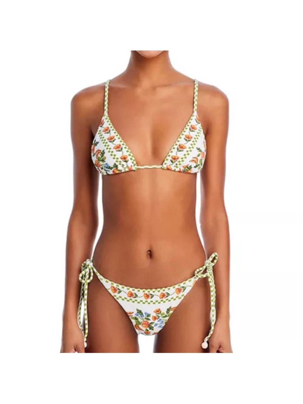 ISO FARM Rio White Floral Tie-Side Triangle Bikini bottom “banana vitamin”